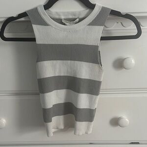 Striped Gray and White Sleeveless Top